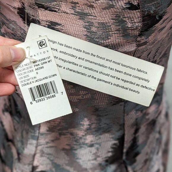 Aidan Mattox NWT Size 0 Pink Printed Sleeveles Full Length Dress Gown Prom - Picture 11 of 11